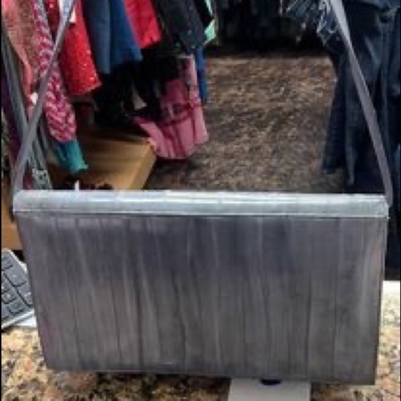 Vintage Genuine Eel Skin Leather Clutch Purse Gray 12x8x4 Removable Strap - Picture 2 of 7